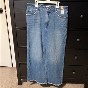 Women’s Light Blue Denim Jeans, wide leg crop